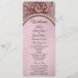 Bröllopsprogram med rosa blommor program