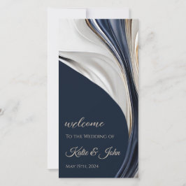 Bröllopsprogram-Modern Abstrakt Blue och Guld