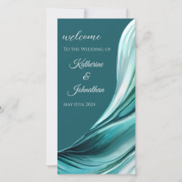 Bröllopsprogram-Modern Abstrakt Emerald Grönt-