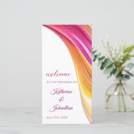 Bröllopsprogram-Modern Abstrakt-Rosa-Orange-Gult