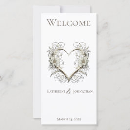 Bröllopsprogram-Moderna blommor med hjärta