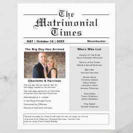 Bröllopsprogram Nyhets Tidning Stil Flyer
