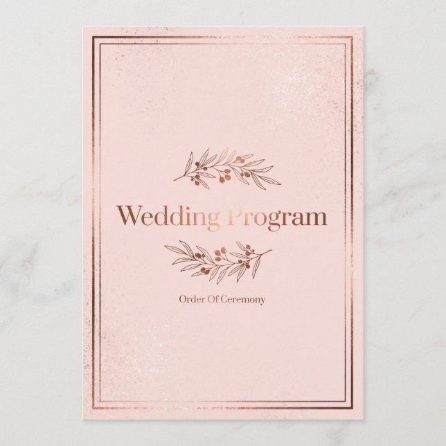 Bröllopsprogram omslag i roséguld program (Framsida)