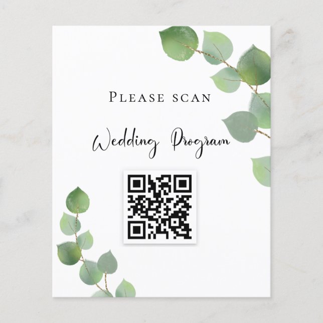 Bröllopsprogram QR kod eucalyptus greenery (Framsida)