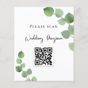 Bröllopsprogram QR kod eucalyptus greenery