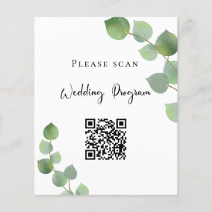 Bröllopsprogram QR kod eucalyptus greenery