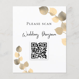 Bröllopsprogram QR-kod golden eucalyptus