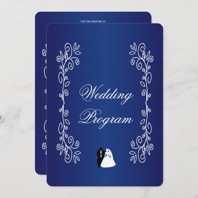 Bröllopsprogram Royal Blue Färgad Groom Program (Fram/baksida)
