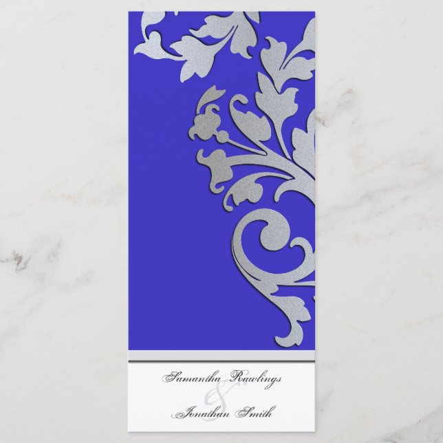 Bröllopsprogram - Royal Blue Silver Gnistra Swirl Program (Framsida)