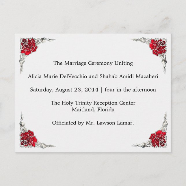 Bröllopsprogram Shalicia Vykort (Framsida)