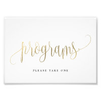 Bröllopsprogram-signera Välj Storlek Faux Guld