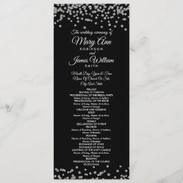 Bröllopsprogram Silver Faux Glitter confetti Black Program