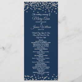 Bröllopsprogram Silver Faux Glitter confetti-flott Program