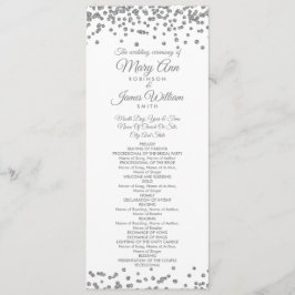 Bröllopsprogram Silver Faux Glitter confetti White Program