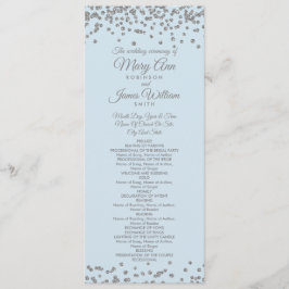 Bröllopsprogram Silver Glitter Konfetti isblått Program