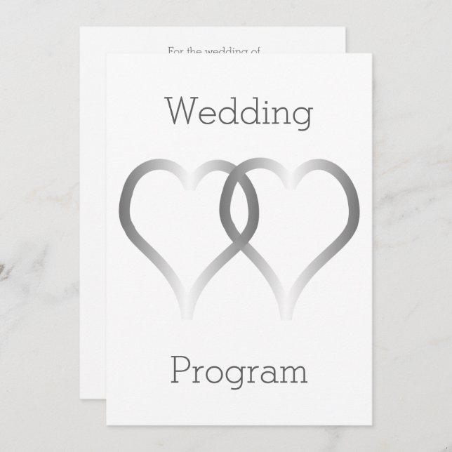 Bröllopsprogram Silver Hearts Program (Fram/baksida)