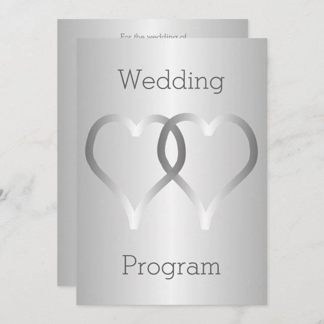 Bröllopsprogram Silver Hearts Program (Fram/baksida)