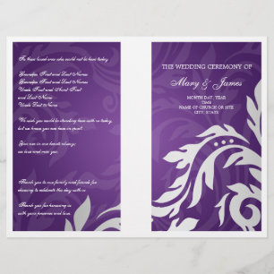 Bröllopsprogram Swirly Flourish Lila