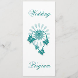 Bröllopsprogram Teal Butterflies Heart Program