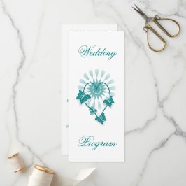 Bröllopsprogram Teal Butterflies Heart Program
