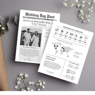 Bröllopsprogram Tidnings Tidslinje Flyer