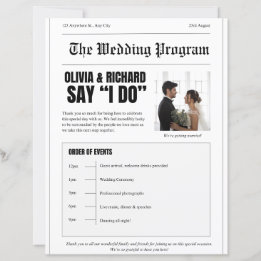 Bröllopsprogram – Tidningsstil Förstasida Design