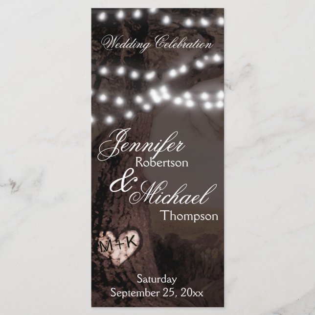 Bröllopsprogram | Träd med Party Ljus Program (Framsida)