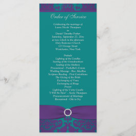 Bröllopsprogram | Tryckt RIBBON-Lila, Teal Program