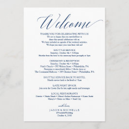 Bröllopsprogram Välkomstbrev i Navy Script Program