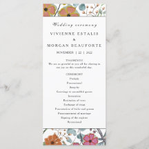 Bröllopsprogram Vår blommigt gräns rosa blommor