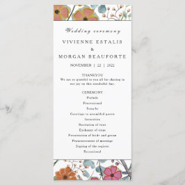 Bröllopsprogram Vår blommigt gräns rosa blommor Program