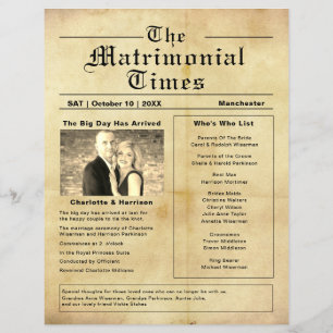 Bröllopsprogram Vintage Newspaper Stil Flyer