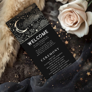 Bröllopsprogrammen Celestial Black och Guld Program