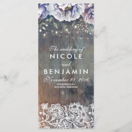 Bröllopsprogrammen Dusty Blue och Maroon Blommigt Program