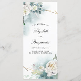 Bröllopsprogrammen Grey och White Flowers Program