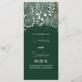 Bröllopsprogrammen grönt och guld Garden Blommigt Program