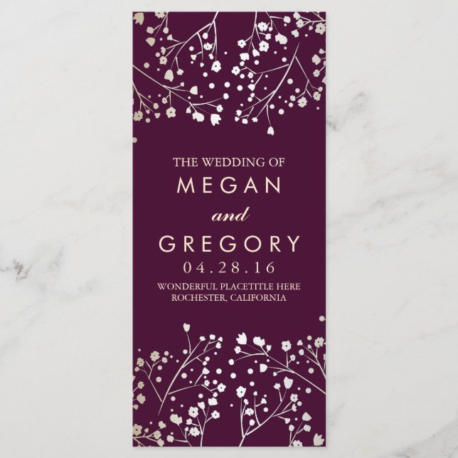 Bröllopsprogrammen Guld och plasma för spädbarn Program (Framsida)