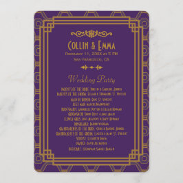 Bröllopsprogrammen lila Art Deco Program