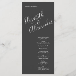 Bröllopsprogrammen Peach Charcol Grått Peony Ro Meny