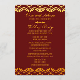 Bröllopsprogrammen Red & Guld Art Deco Stil Program