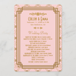 Bröllopsprogrammen rosa Art Deco Program