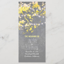 Bröllopsprogrammen Rustic Grått och Gult Grenar Program