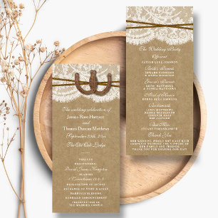 Bröllopsprogrammen Rustic Kraft, Snöre & Horseshoe Reklamkort