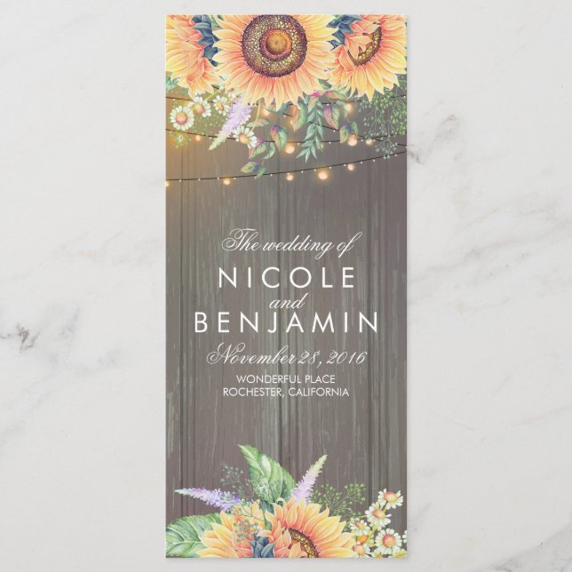 Bröllopsprogrammen Rustic Land Barn Program (Framsida)