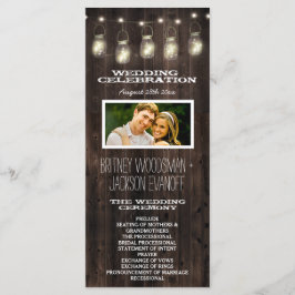 Bröllopsprogrammen Rustic Photo Barn Wood Mason Bu Program