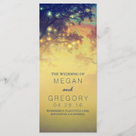 Bröllopsprogrammen Rustic String Ljus och Träd Program