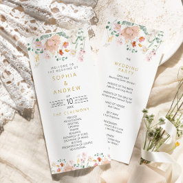 Bröllopsprogrammen Rustic Wildblommor Program