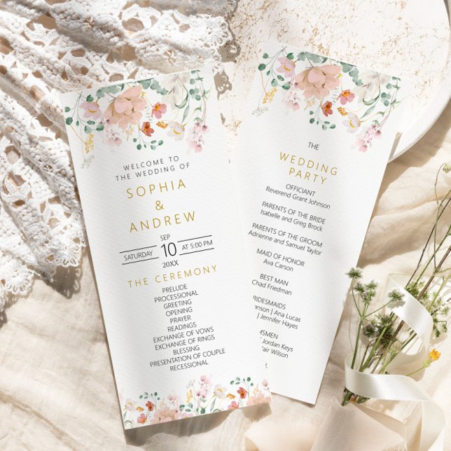 Bröllopsprogrammen Rustic Wildblommor Program (Skapare uppladdad)
