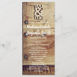 Bröllopsprogrammen "You & Me" i Rustic Wood" Program