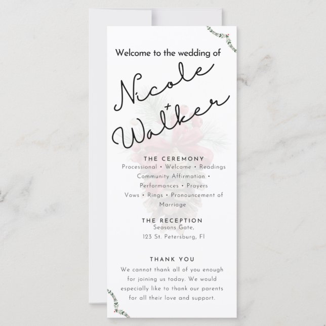 bröllopsprogrammet anpassningsbar jul (Framsida)